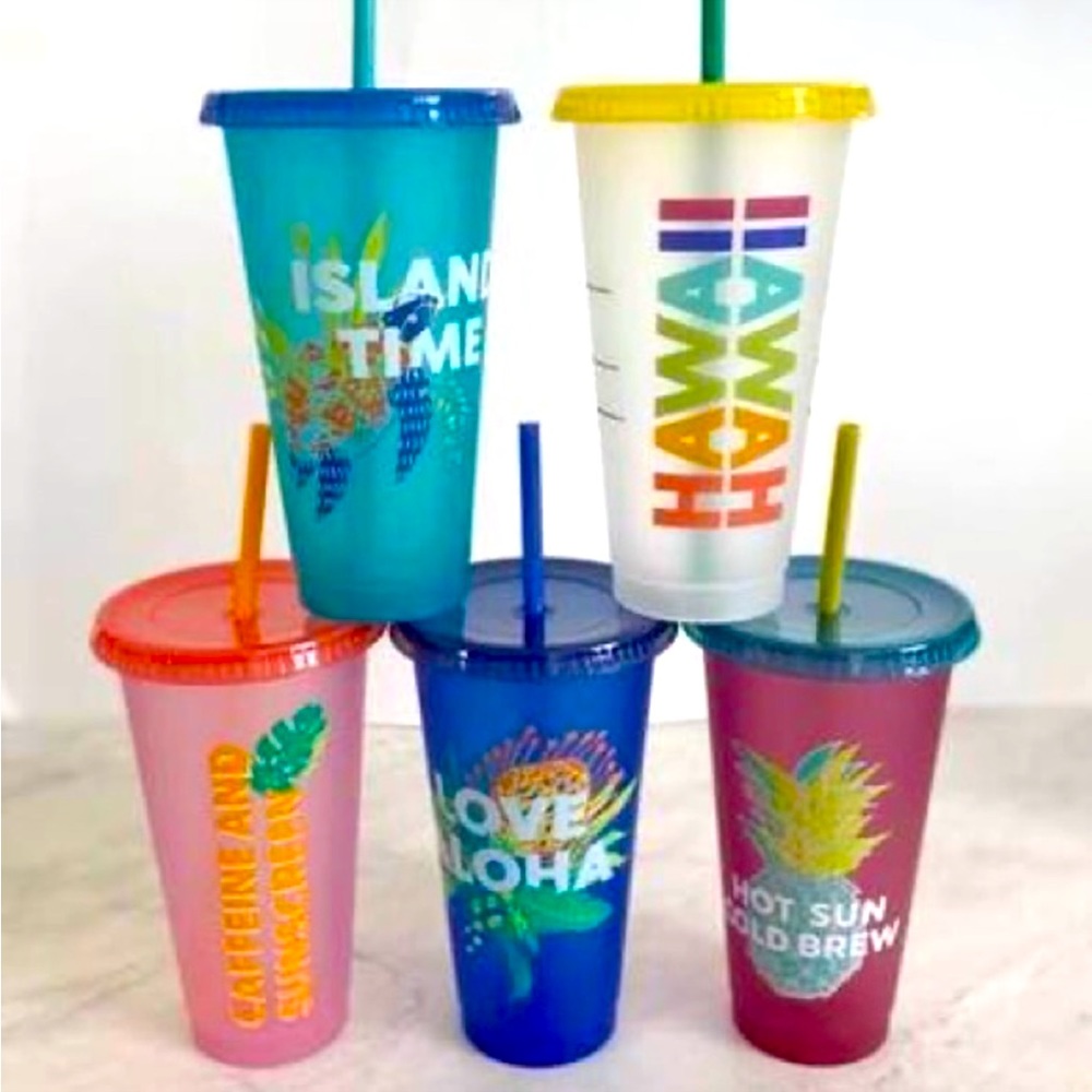 1- Starbucks Hawaii Collection 24oz Reusable Cold Cups LOVE ALOHA